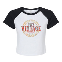 Mens 45th Birthday Decorations 45 Birthday 1977 Bday Vintage Men Raglan Crop Top | Artistshot