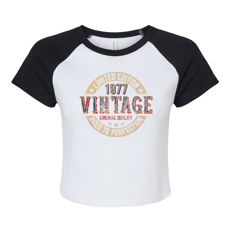 Mens 45th Birthday Decorations 45 Birthday 1977 Bday Vintage Men Raglan Crop Top | Artistshot