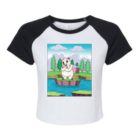 Cuddly Polar Bear On A Small Island On A Lake Premium T Shirt Raglan Crop Top | Artistshot