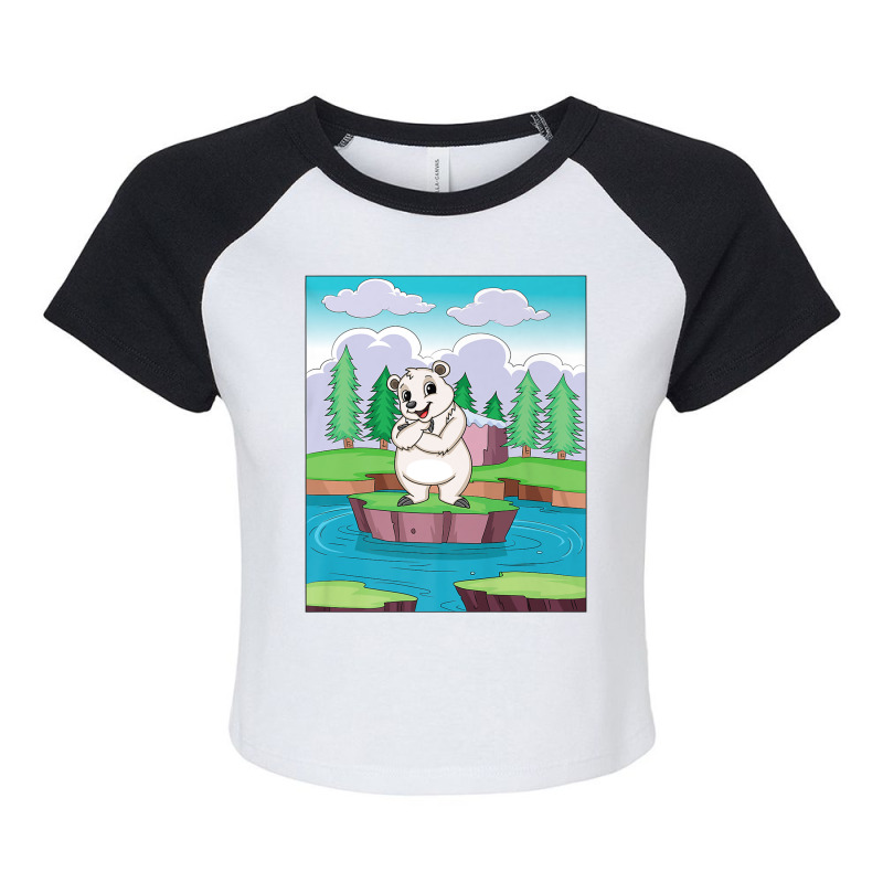 Cuddly Polar Bear On A Small Island On A Lake Premium T Shirt Raglan Crop Top by been | Artistshot