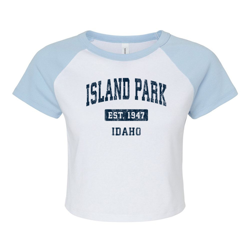 Island Park Idaho Id Vintage Sports Established Navy Design Sweatshirt Raglan Crop Top by sunda | Artistshot