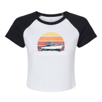 Falkland Islands Vintage Boating 70s Retro Boat Design Long Sleeve Raglan Crop Top | Artistshot