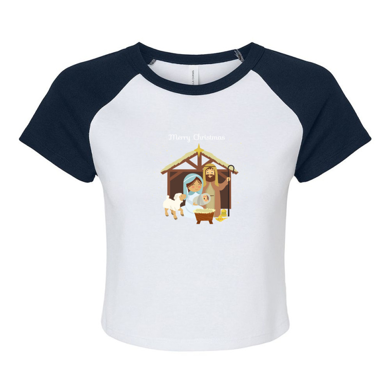 Merry Christmas & Nativity Scene Christian Raglan Crop Top by TonyBanks | Artistshot