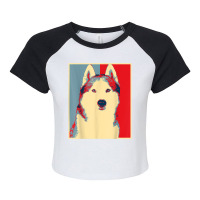 Dog Artwork Husky   Vintage Silhouette Siberian Husky T Shirt Raglan Crop Top | Artistshot