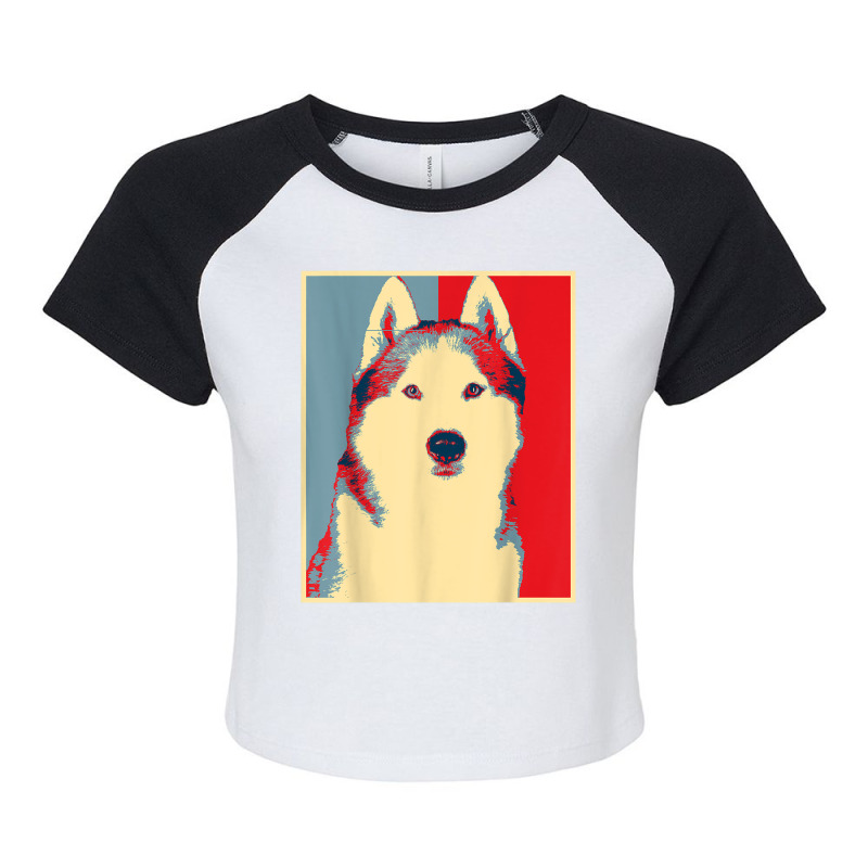 Dog Artwork Husky   Vintage Silhouette Siberian Husky T Shirt Raglan Crop Top by tousey | Artistshot