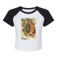 Japanese Samurai General Fighting Tiger Artwork Raglan Crop Top | Artistshot