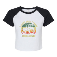 Diddly Squat Farm Speed And Power Tractor Farmer Vintage T Shirt Raglan Crop Top | Artistshot