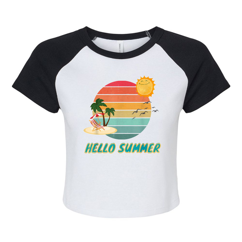 Hello Summer Vacation Palm Tree Sun Birds And Sea Raglan Crop Top by ISAIASSANTIAGO | Artistshot