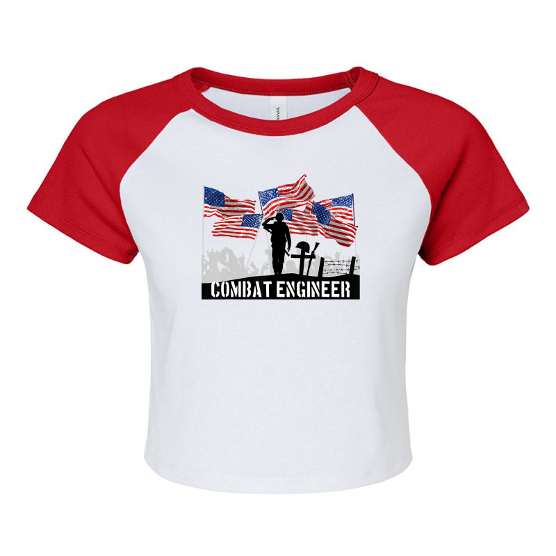 Combat Engineer Veteran Raglan Crop Top by bummercaught | Artistshot