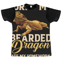 Bearded Dragon Cute Lizard Beardie Ate My Homework Graphic T-shirt | Artistshot