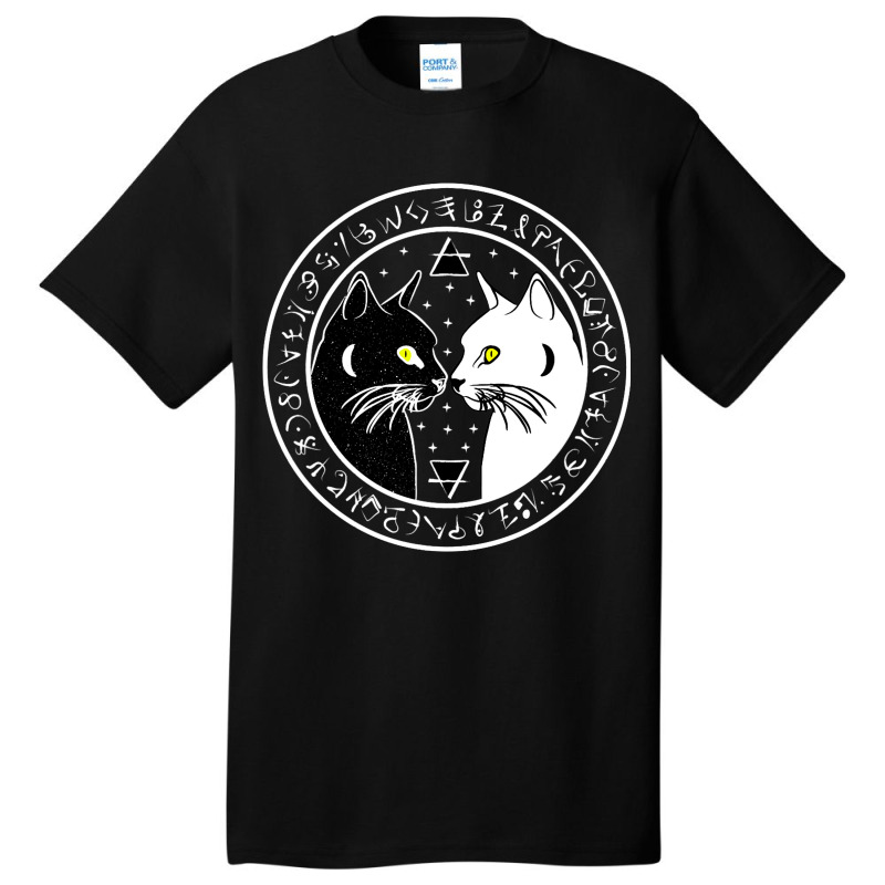 Black Cat Witch Wicca Crescent Moon Norse Rune Pag Basic T-shirt | Artistshot