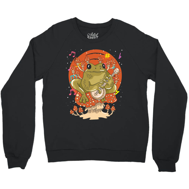 Animal Mushroom Frog Banjo Player Bluegrass Folk M Crewneck Sweatshirt | Artistshot