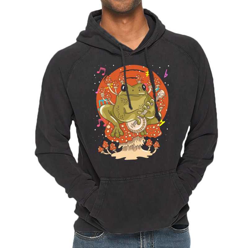 Animal Mushroom Frog Banjo Player Bluegrass Folk M Vintage Hoodie | Artistshot