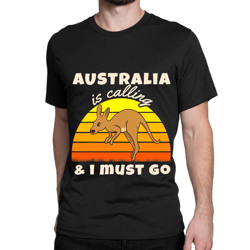 Australia Is Calling Kangaroo Backpacker Travel Classic T-shirt | Artistshot