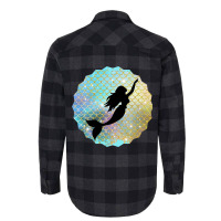 Black Mermaid Silhouette On Rainbow Scales Flannel Shirt | Artistshot