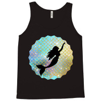 Black Mermaid Silhouette On Rainbow Scales Tank Top | Artistshot