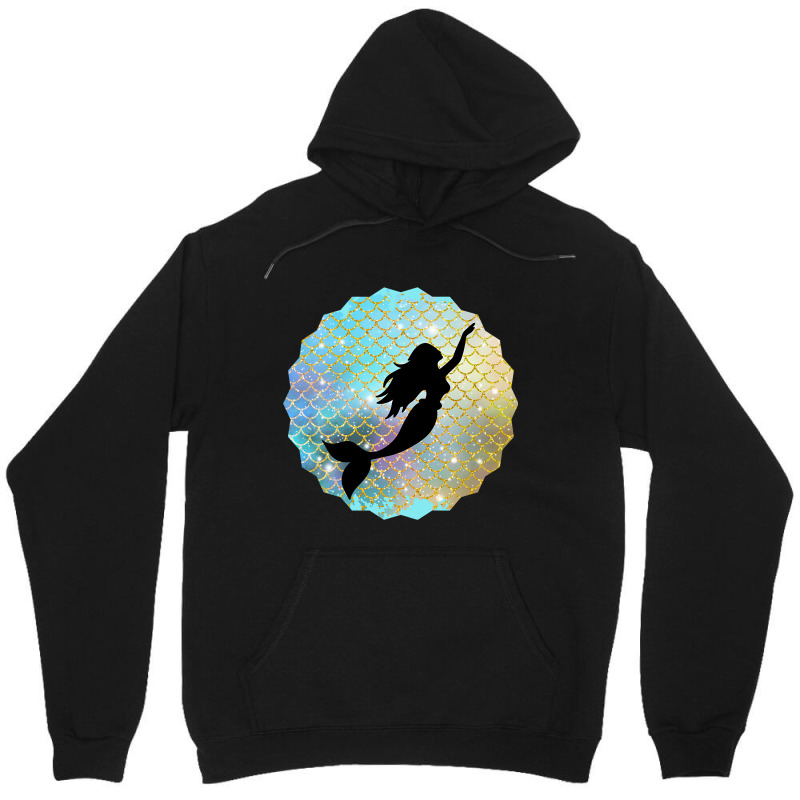 Black Mermaid Silhouette On Rainbow Scales Unisex Hoodie | Artistshot