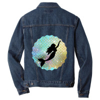 Black Mermaid Silhouette On Rainbow Scales Men Denim Jacket | Artistshot