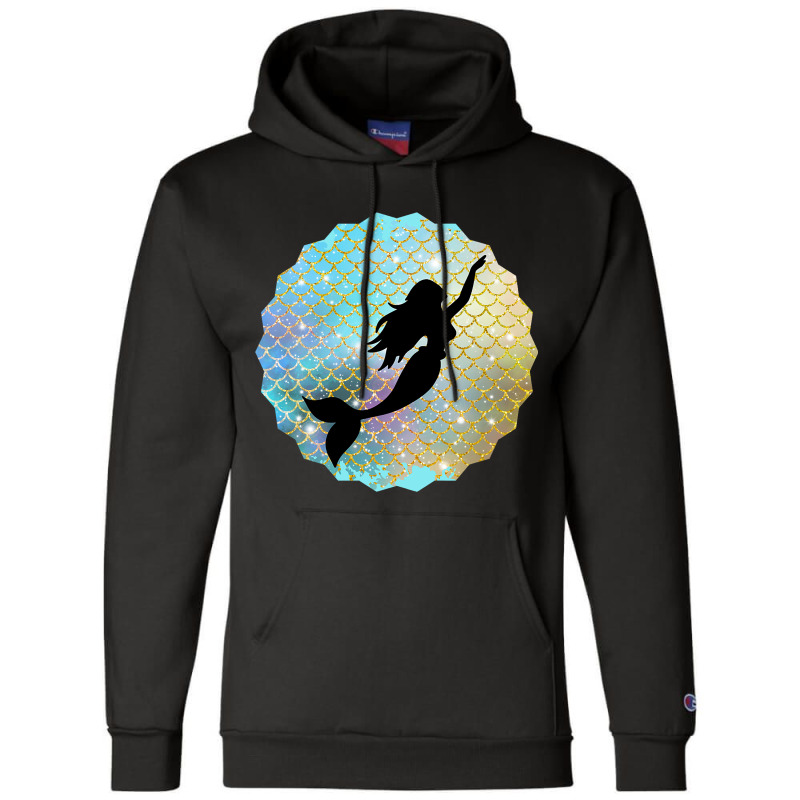 Black Mermaid Silhouette On Rainbow Scales Champion Hoodie | Artistshot