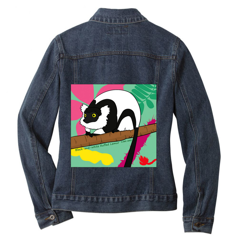 Blackandwhite Ruffed Lemur Ladies Denim Jacket by Enjoyby | Artistshot