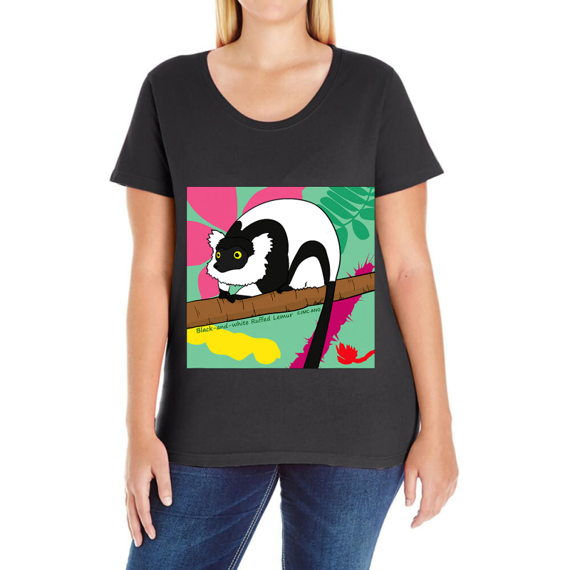 Blackandwhite Ruffed Lemur Ladies Curvy T-Shirt by Enjoyby | Artistshot