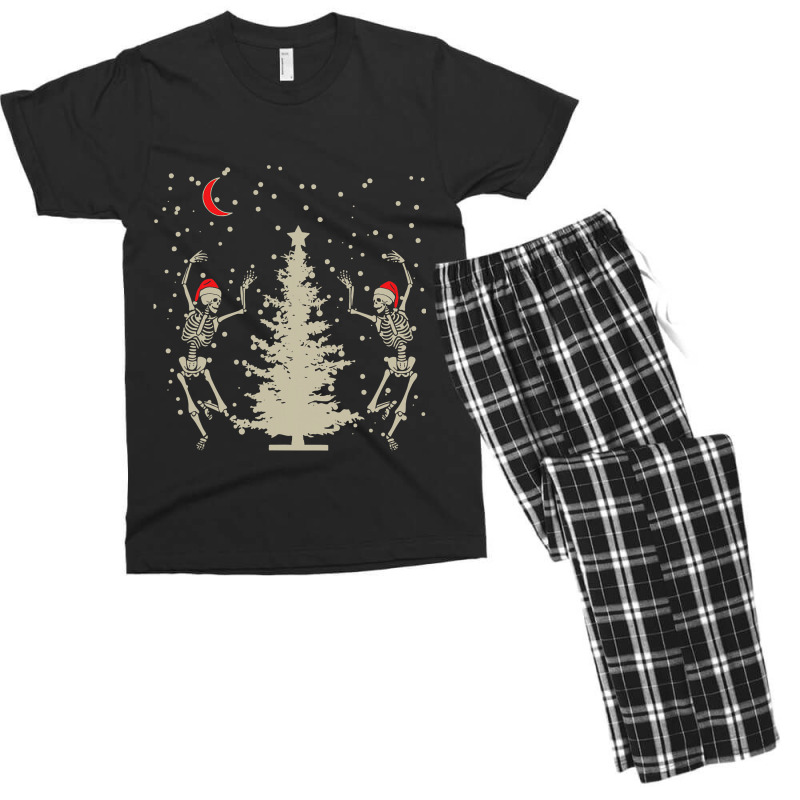 Funny Skeleton Santa Hat Christmas Dancing Under T Men's T-shirt Pajama Set | Artistshot