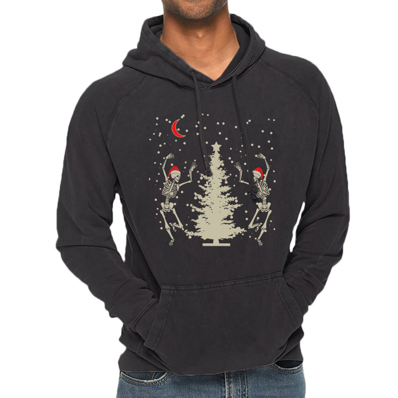 Funny Skeleton Santa Hat Christmas Dancing Under T Vintage Hoodie | Artistshot