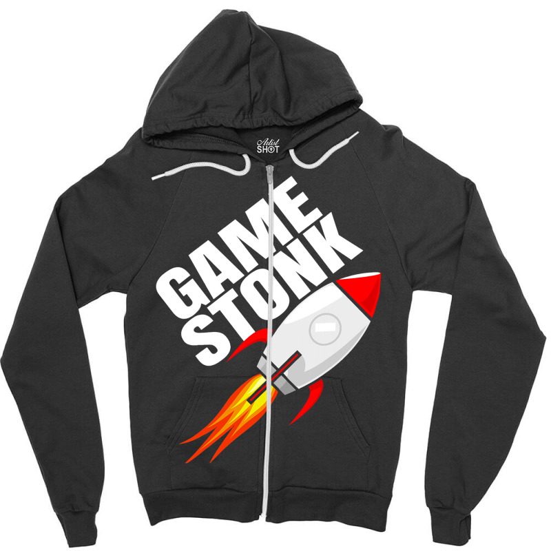 Game Stonk Shirt Ride It To The Moon Zipper Hoodie | Artistshot