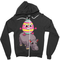 Easter Egg Riding Hippo Easter Day Cute Hippopotam Zipper Hoodie | Artistshot