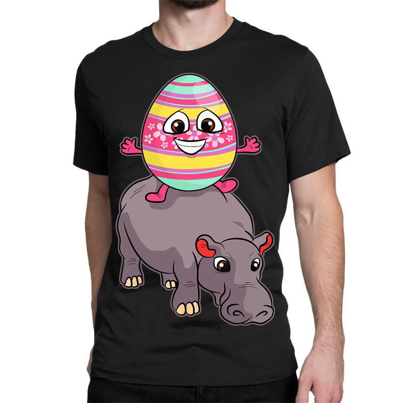 Easter Egg Riding Hippo Easter Day Cute Hippopotam Classic T-shirt | Artistshot