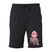 Easter Egg Riding Hippo Easter Day Cute Hippopotam Fleece Short | Artistshot