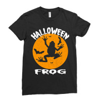 Frog And Bats Moon Scary Animals Funny Halloween C Ladies Fitted T-shirt | Artistshot