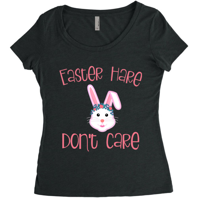 Easter Hare Dont Care Bad Hair Day Rabbit Pun Joke Women's Triblend Scoop T-shirt | Artistshot