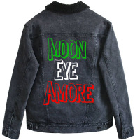 Funny Amore Italian Flag Colors Moon Novelty Unisex Sherpa-lined Denim Jacket | Artistshot