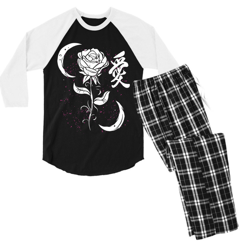 Flower Rose Moon Men's 3/4 Sleeve Pajama Set by HarborLenard | Artistshot