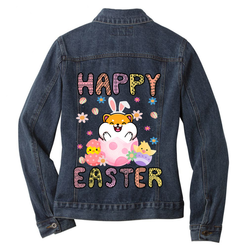 Easter Kawaii Bunny Guinea Pig Cute Spring Egg Hun Ladies Denim Jacket | Artistshot