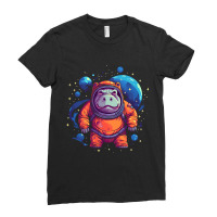 Funny Hippopotamus In Space Cute Hippo Safari Anim Ladies Fitted T-shirt | Artistshot