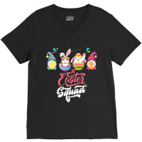 Easter Squad Group Gnomes Guinea Pig Bunny In Choc V-neck Tee | Artistshot