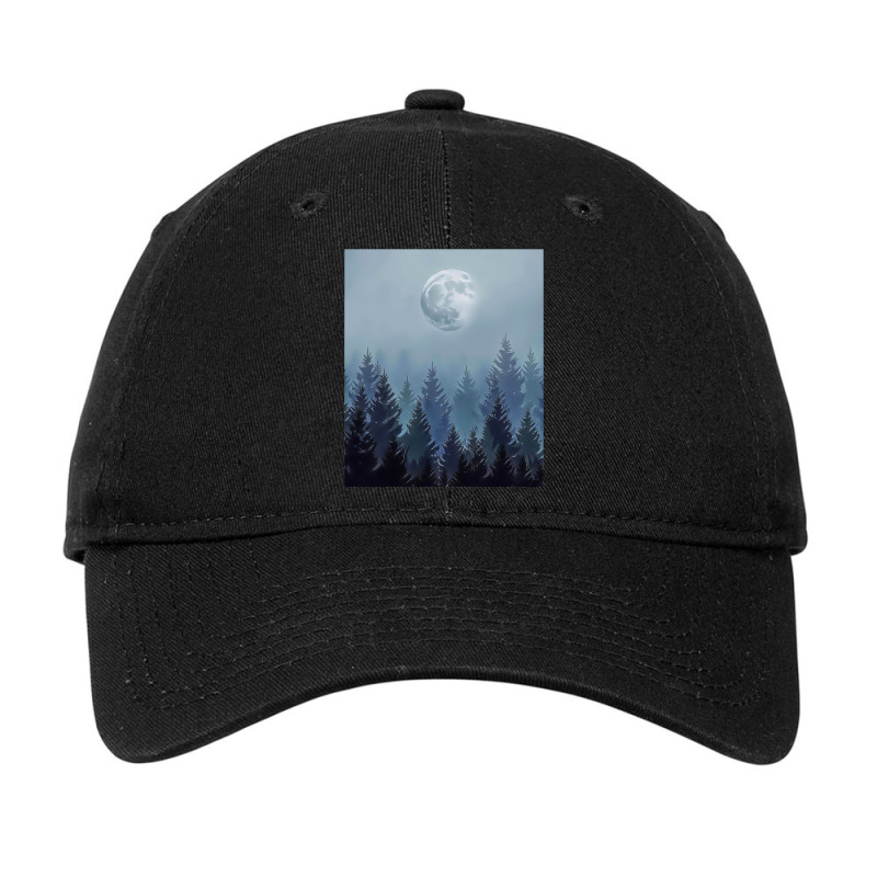 Fog In The Coniferous Forest With Moon Mountain La Adjustable Cap by DilynnRinker | Artistshot