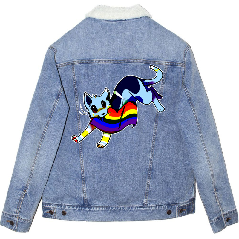 Cat Colorful Unisex Sherpa-Lined Denim Jacket by DYNNN | Artistshot