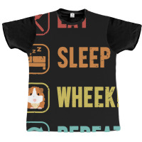 Eat Sleep Wheek Repeat Cavy Caviidae Long Hair Gui Graphic T-shirt | Artistshot