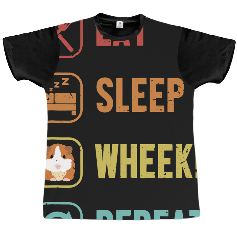 Eat Sleep Wheek Repeat Cavy Caviidae Long Hair Gui Graphic T-shirt | Artistshot