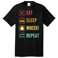 Eat Sleep Wheek Repeat Cavy Caviidae Long Hair Gui Basic T-shirt | Artistshot