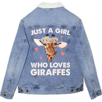 Funny Giraffe Design For Girls Safari Giraffe Love Unisex Sherpa-lined Denim Jacket | Artistshot