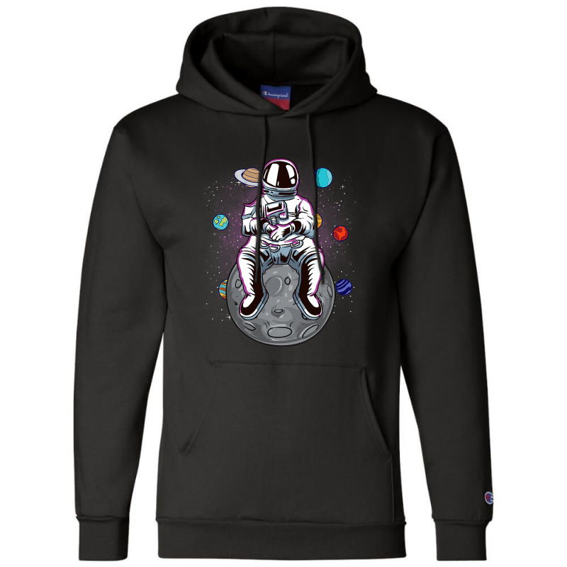 Funny Astronaut Sitting On The Moon Solar System S Champion Hoodie | Artistshot