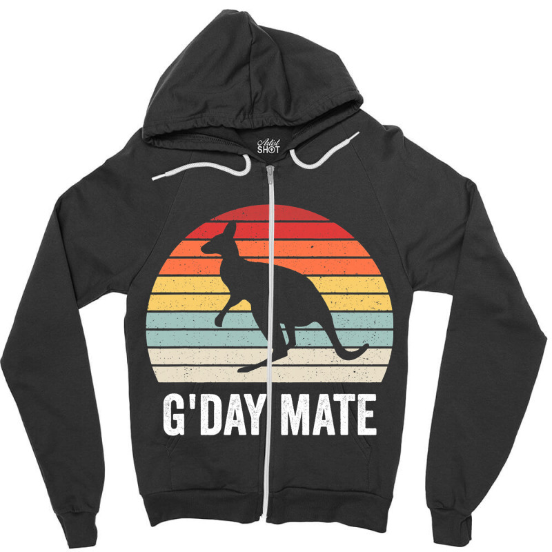 Gday Mate Australia Funny Kangaroo Australian Vint Zipper Hoodie | Artistshot