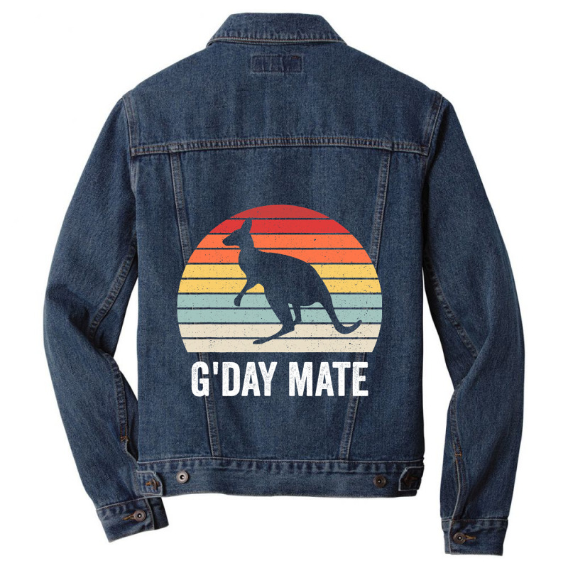 Gday Mate Australia Funny Kangaroo Australian Vint Men Denim Jacket | Artistshot