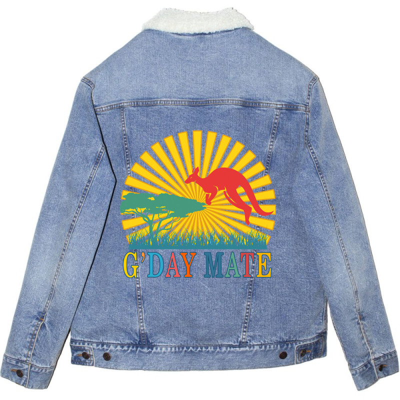 Gday Mate Australian Animals Kangaroo Lover Aussie Unisex Sherpa-lined Denim Jacket | Artistshot