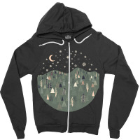 Forest Trees Autumn Winter Night Snowing Star Moon Zipper Hoodie | Artistshot