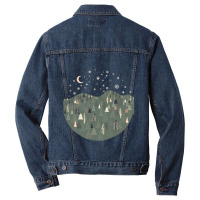 Forest Trees Autumn Winter Night Snowing Star Moon Men Denim Jacket | Artistshot